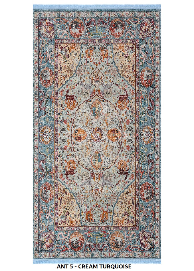 ANTALAYA 5 CREAM - TURQUOISE