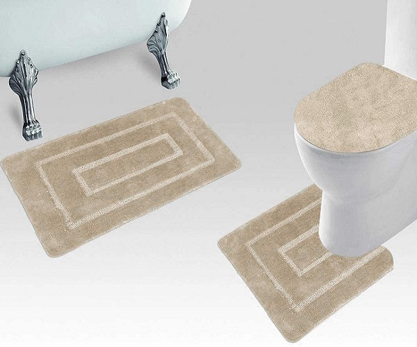 3-PCS BATH SET MICROFIBER SOLID