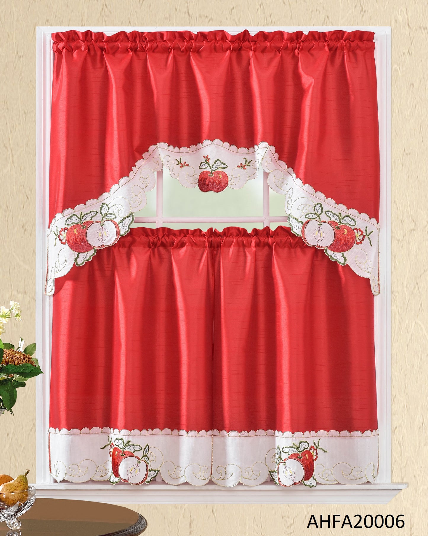 AHFA20006 KITCHEN CURTAIN 3PC SET
