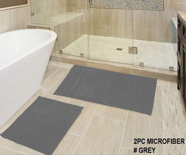 2-PCS BATH SET MICROFIBER SOLID