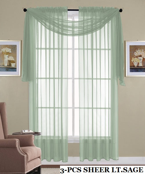 SHEER CURTAIN 3 PCS SET (WITH SCARF)