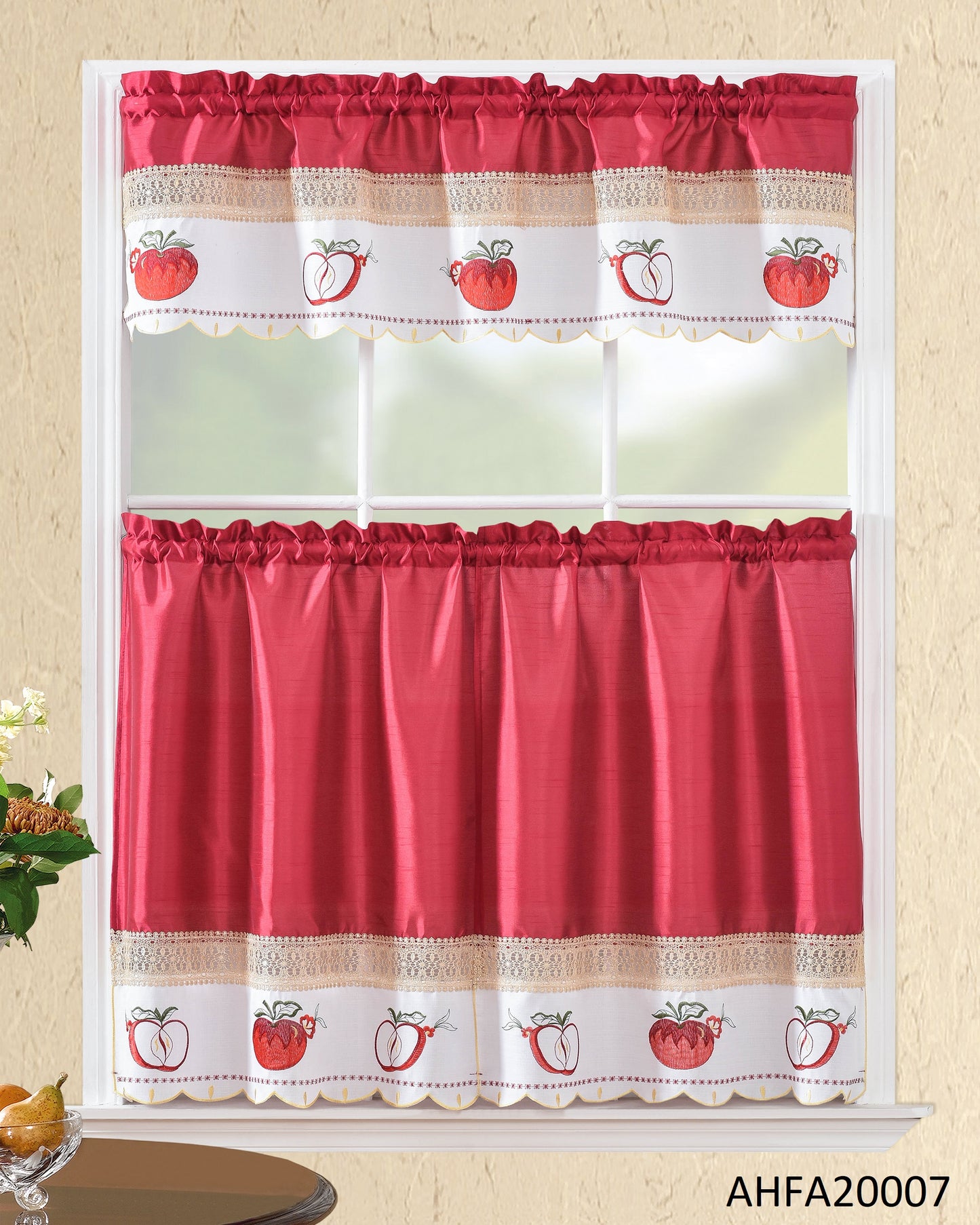 AHFA20007 KITCHEN CURTAIN 3PC SET