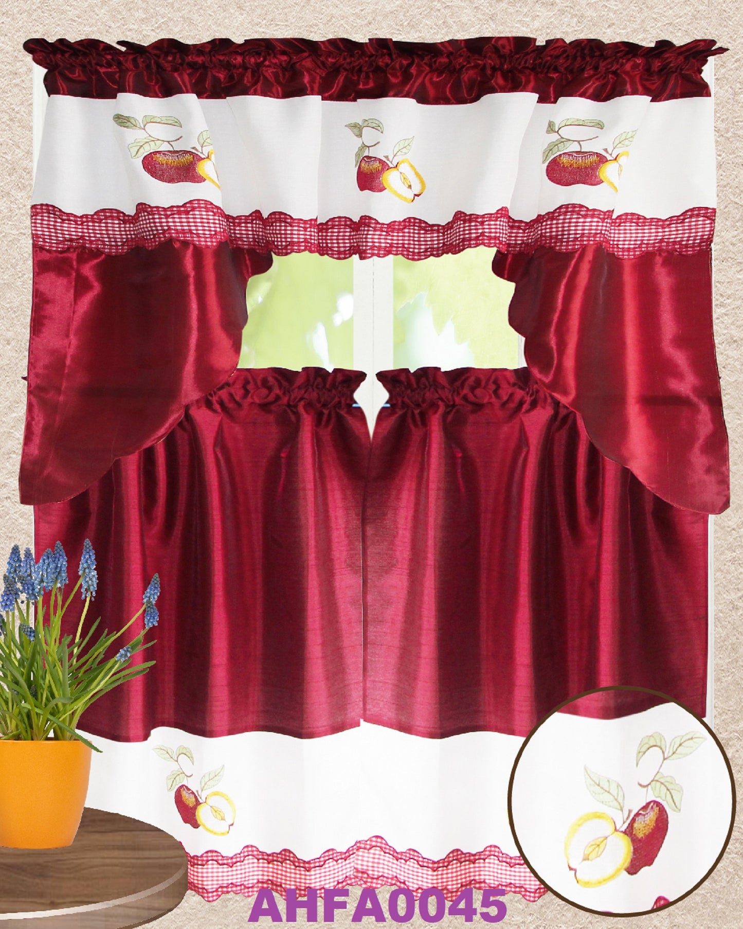 AHFA0045 KITCHEN CURTAIN 3PC SET