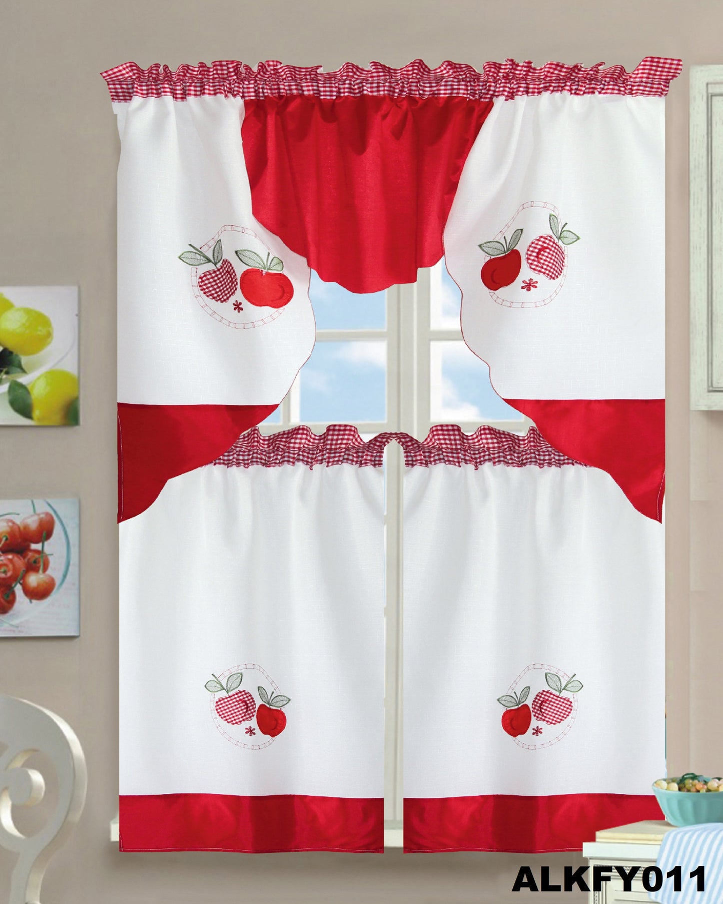ALKFY011 KITCHEN CURTAIN 3PC SET