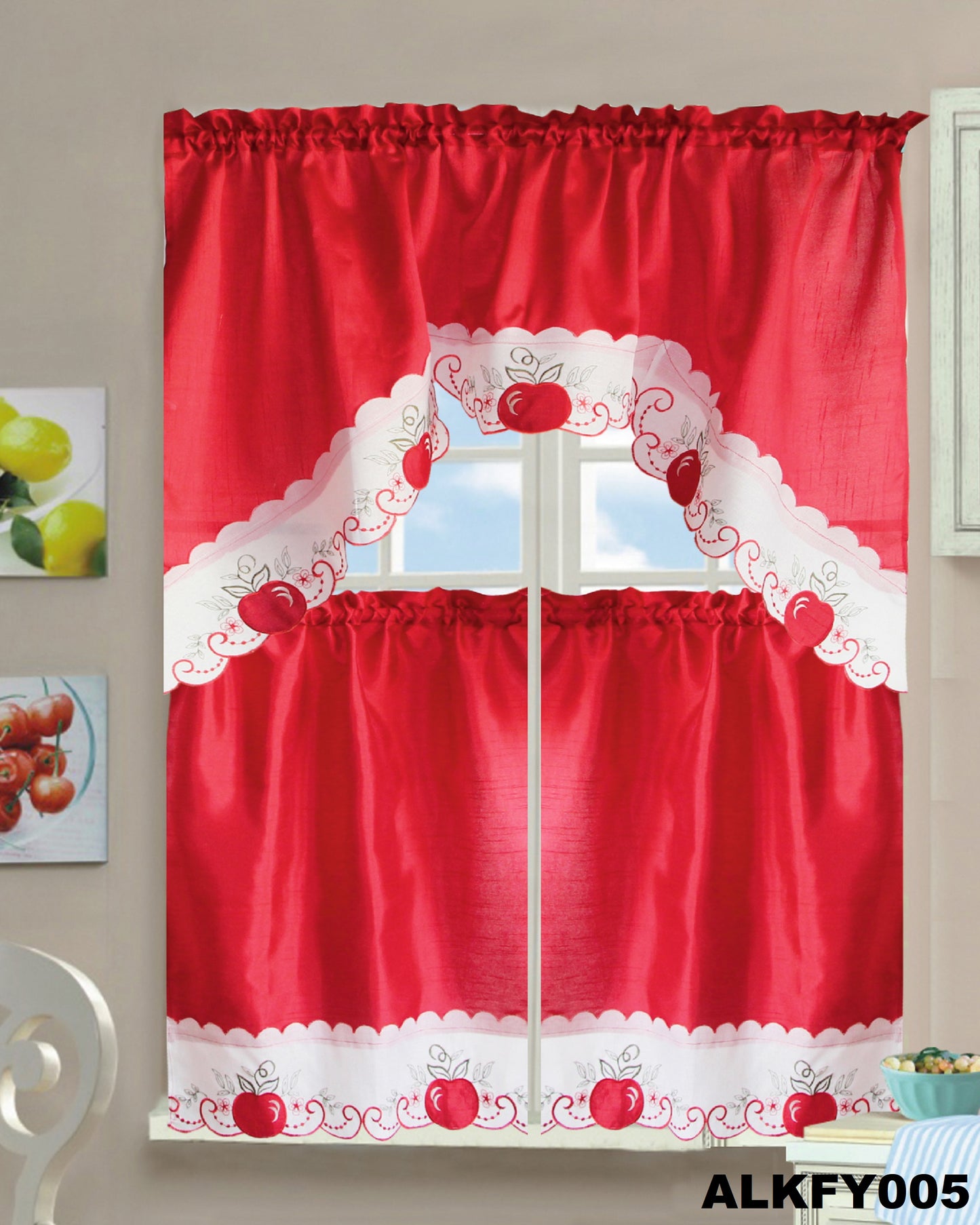 ALKFY005 KITCHEN CURTAIN 3PC SET