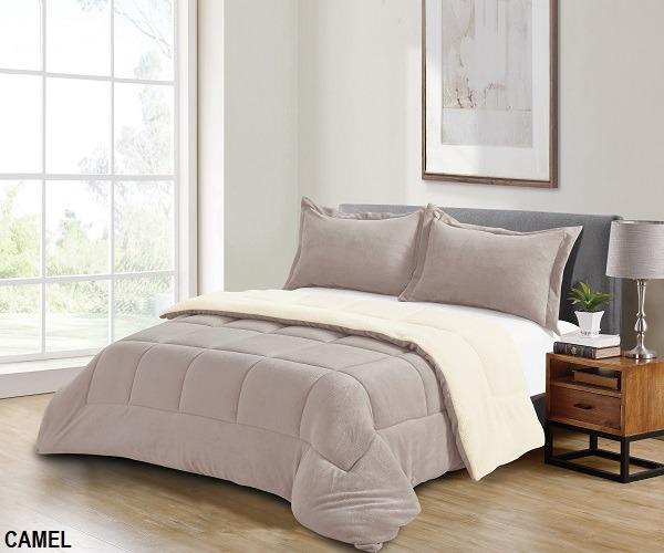 DIAMOND BORREGO 3PCS SOLID BLANKET