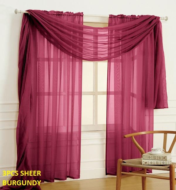 SHEER CURTAIN 3 PCS SET (WITH SCARF)