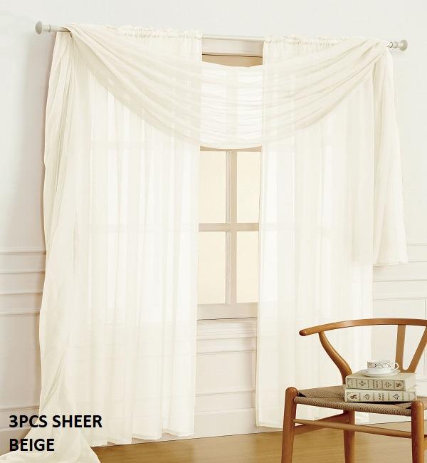SHEER CURTAIN 3 PCS SET (WITH SCARF)