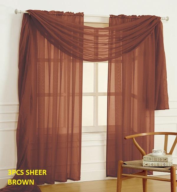 SHEER CURTAIN 3 PCS SET (WITH SCARF)