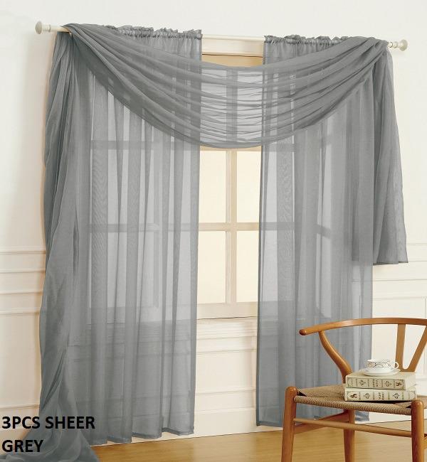 SHEER CURTAIN 3 PCS SET (WITH SCARF)