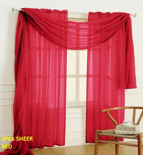 SHEER CURTAIN 3 PCS SET (WITH SCARF)