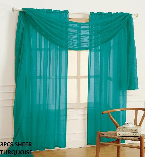 SHEER CURTAIN 3 PCS SET (WITH SCARF)