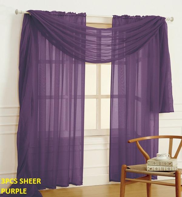 SHEER CURTAIN 3 PCS SET (WITH SCARF)