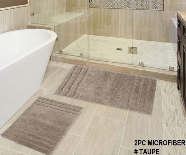 2-PCS BATH SET MICROFIBER SOLID