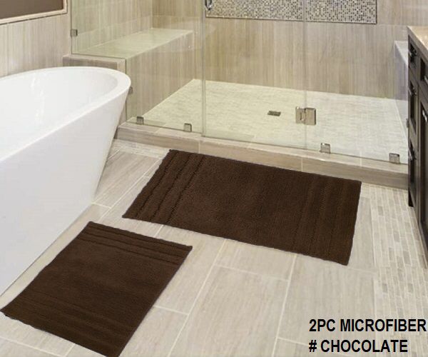 2-PCS BATH SET MICROFIBER SOLID