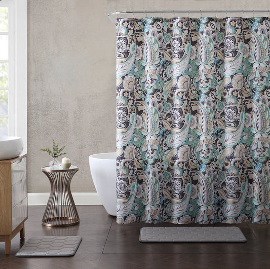 15 Piece Bathroom Shower Curtain Set with Matching Memory Foam