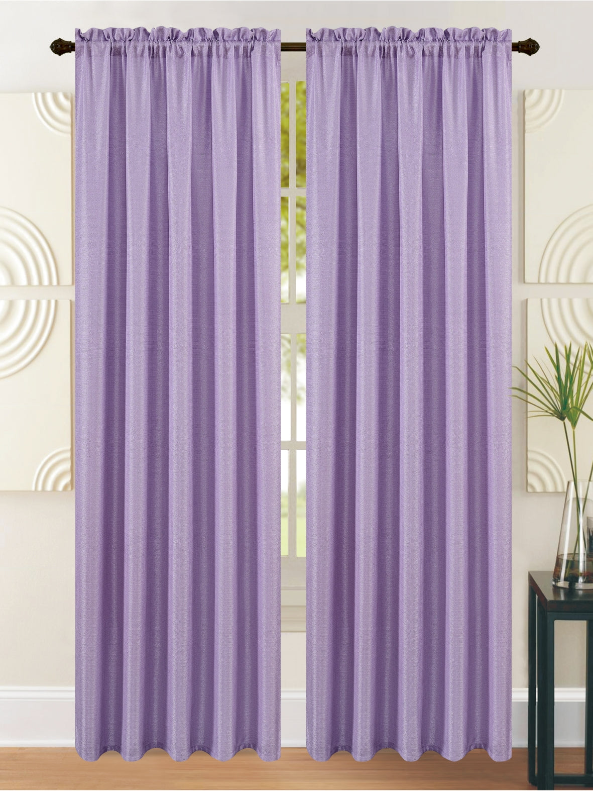 FAUX SILK 2 PANEL CURTAIN WITH GROMMET