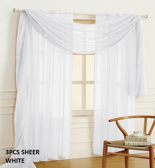 SHEER CURTAIN 3 PCS SET (WITH SCARF)