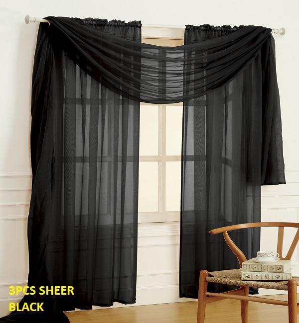 SHEER CURTAIN 3 PCS SET (WITH SCARF)